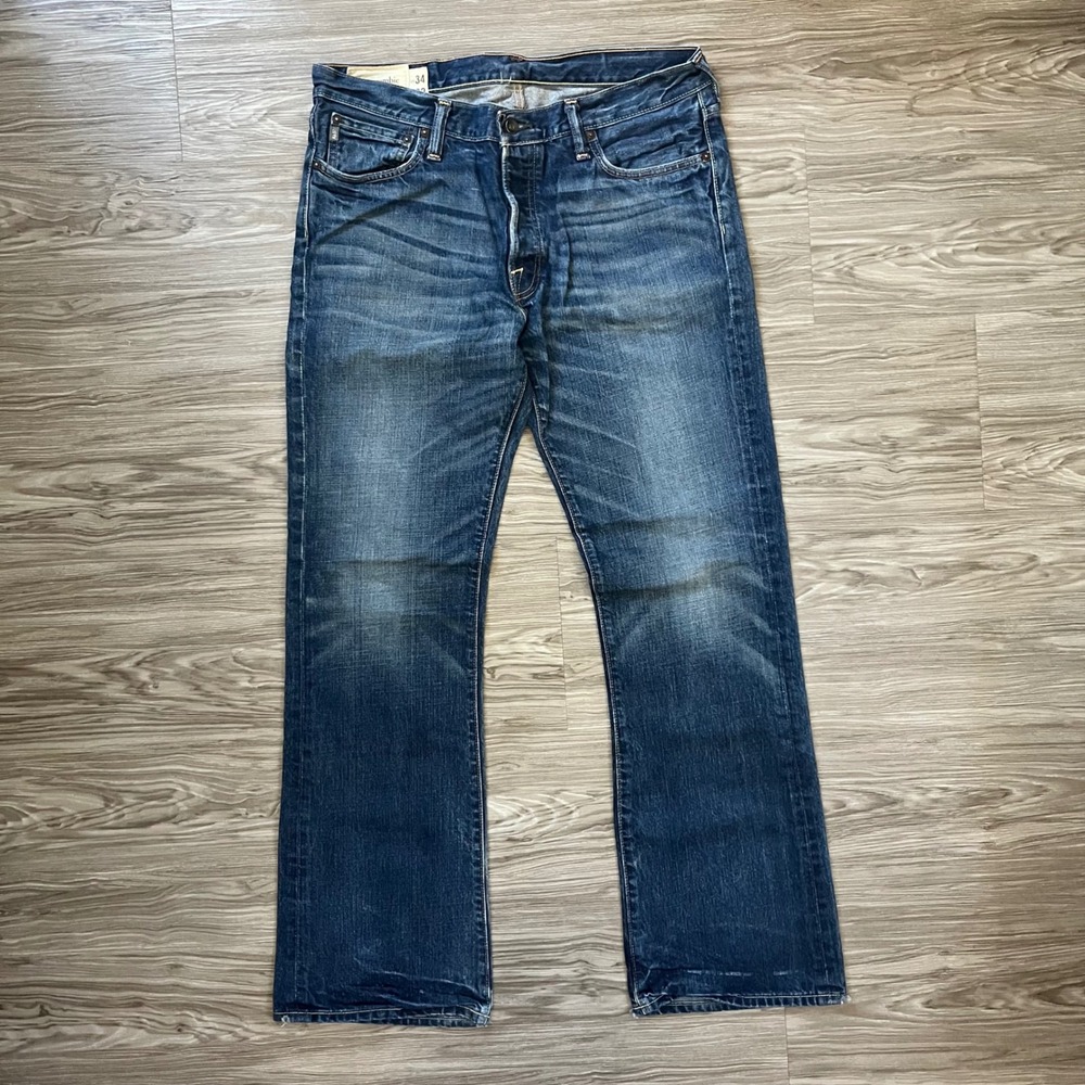 Abercrombie & Fitch Baxter Low Rise Slim Bootcut Jeans Mens 34x32 Blue Denim